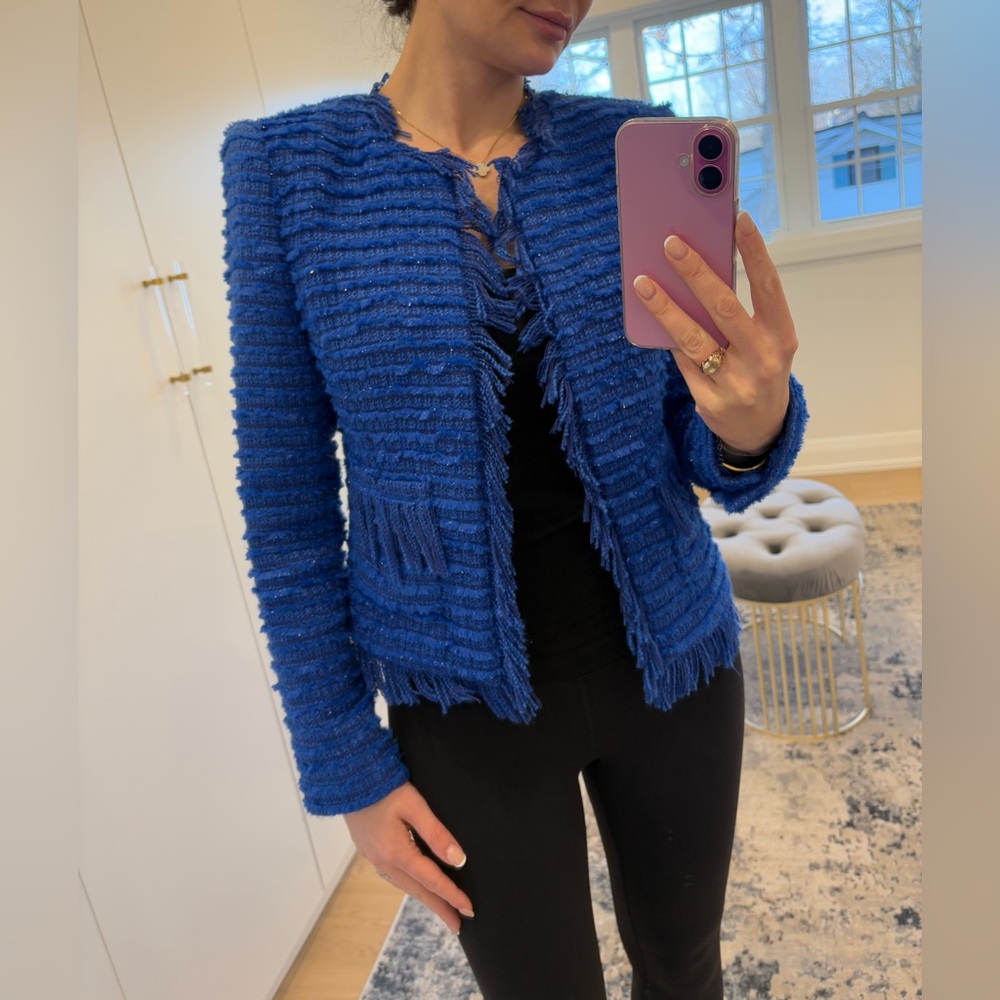 L'AGENCE Blue Textured Jacket